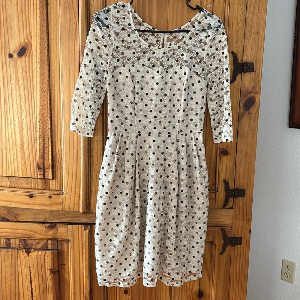 Betsy Johnson Cream and Black Lace Dress